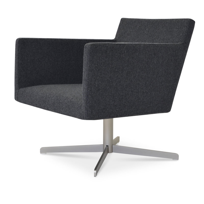 Fauteuil pivotant en laine 26 po Harput, Gris foncé