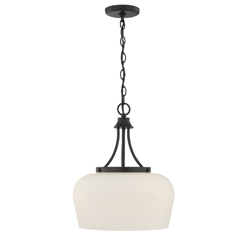 Breena 3-Light Dimmable Dome Pendant, Matte Black, White