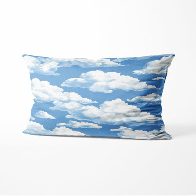 French Country Sofa Throw Pillow - White Cloud Toile Printed Cushion
