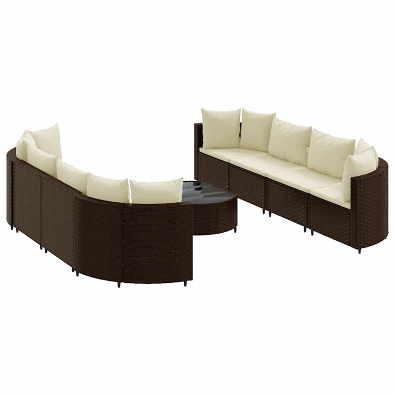  Ensemble de 8 chaises de patio brun et blanc crème, Blanc, crème, Brun