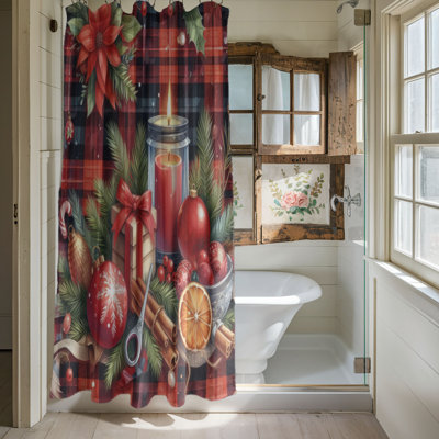 Rideau de douche 1 pièce Christmas Tartan
