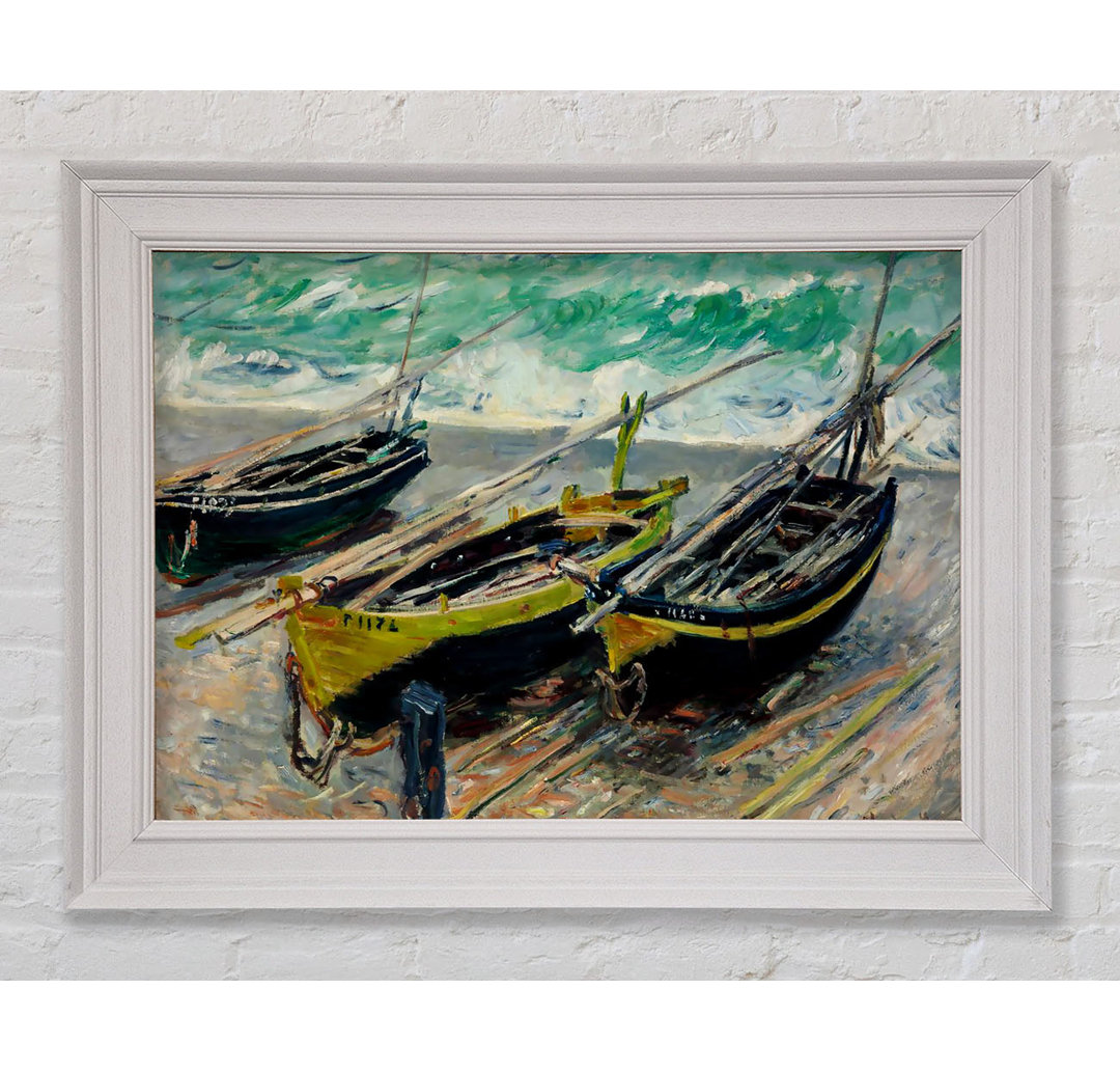 Gerahmtes Leinwandbild Three Fishing Boats von Monet