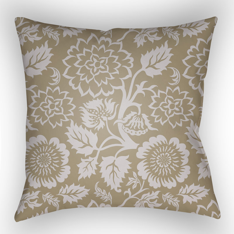 Moody Floral Floral Throw Pillow, 20" H x 20" W x 1" D, Tan