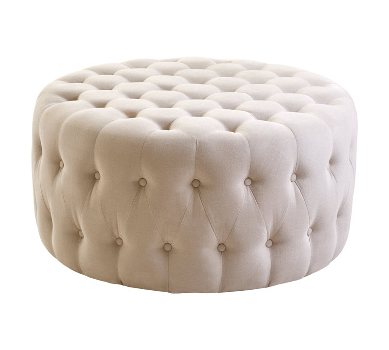 91cm Wide Velvet Footstool Ottoman, Beige