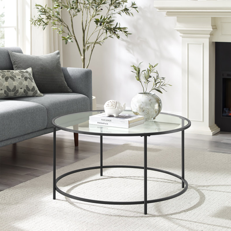 Lyra Glass Top Coffee Table, Black