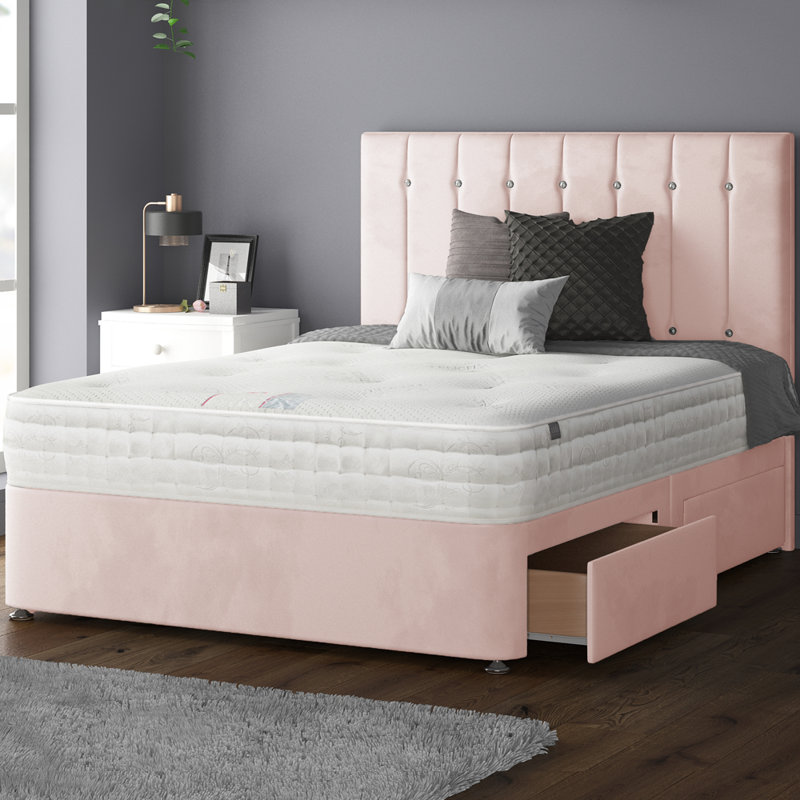 New Fairfield Divan Bed Base, Pink, Small Double (4'), 4 Drawers