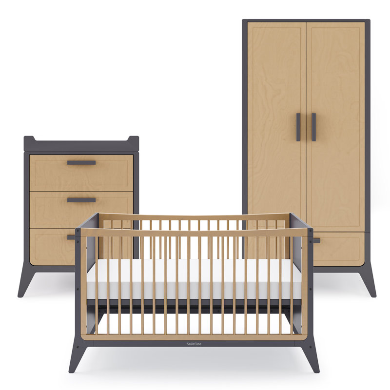 Snuzfino 3 Piece Nursery Furniture Set, Slate/Natural