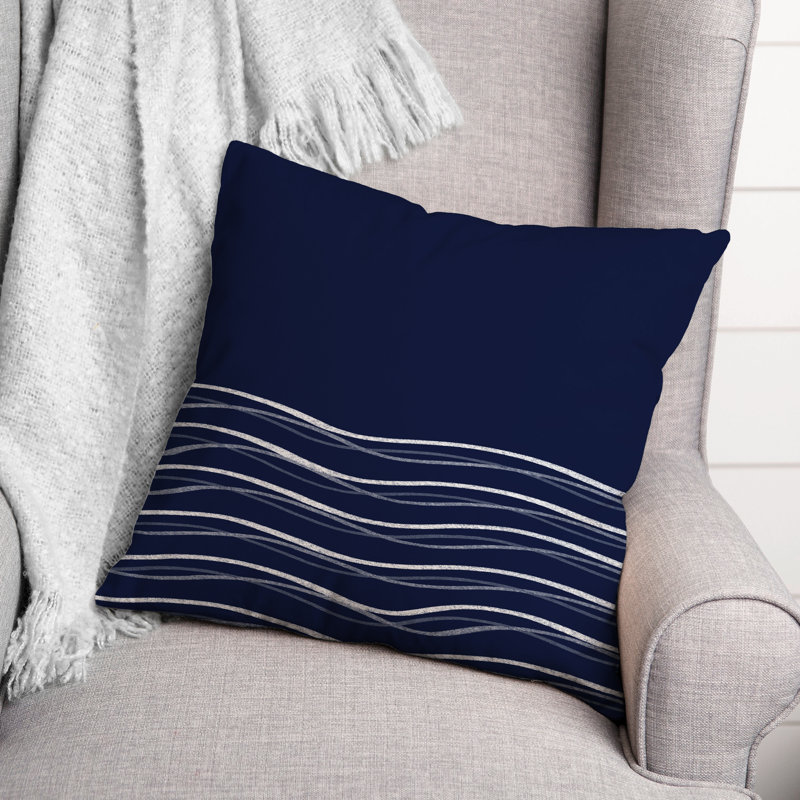 Abstract Throw Pillow, 18" x 18", Navy