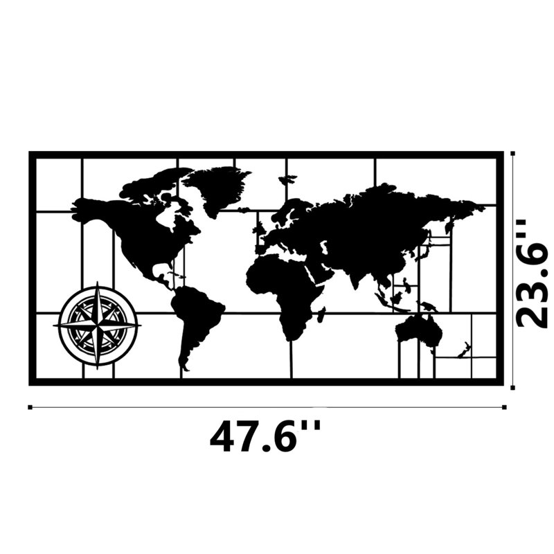 Stylish Metal Wall Art Decor, 100% Metal (Thickness: 0.05 inches), Black Finish, 47.6 x 23.6 inches | Ideal for Home, Office, or Studio | Durable & Eye-Catching Decorative Accessory for Any Space