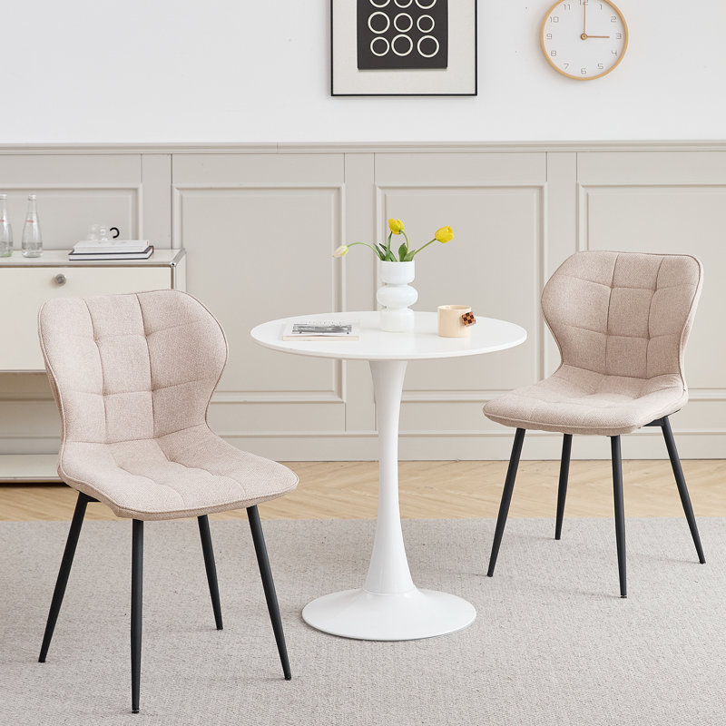 49.5cm H Upholstered Metal Side Chair in Beige