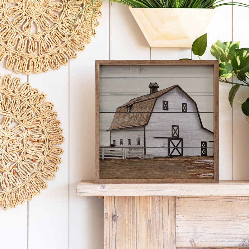 White Barn And Fence, 24" H x 24" W x 1" D