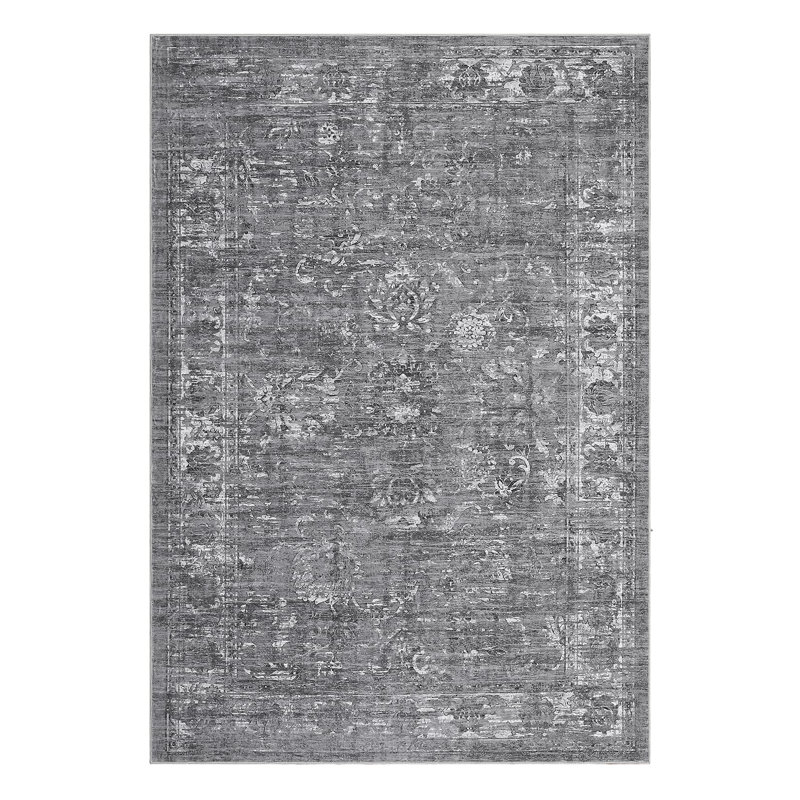 Abstract Machine Printed Area Rug, Rectangle 200 x 290 cm, Gray