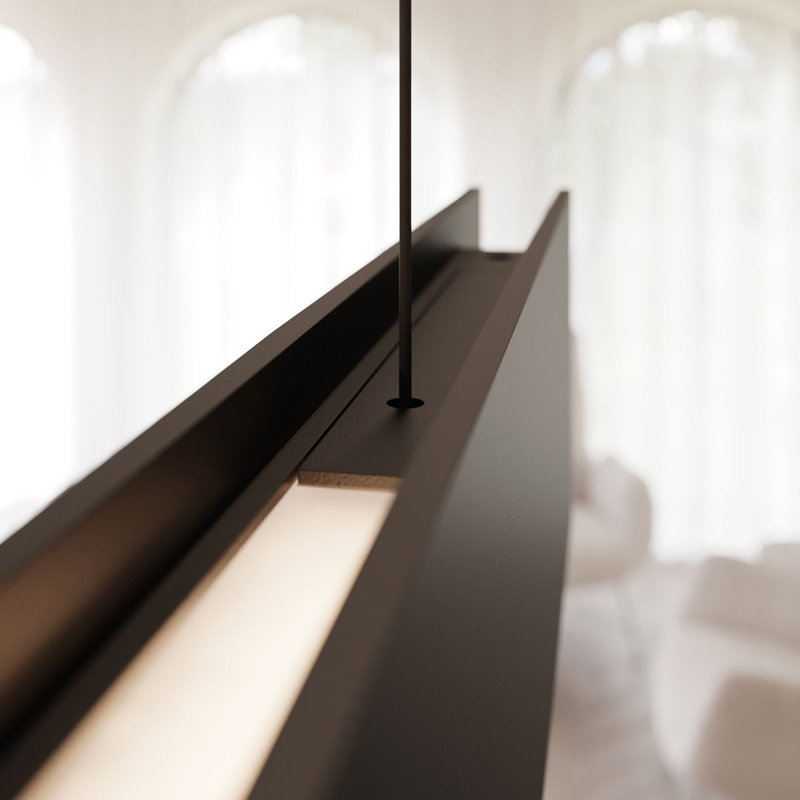 Lithe 1 - Light LED Pendant, Textured Black, 2.25" H x 72" W x 0.75" D