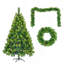 Arbre de Noël vert gazon 6 pi, pin à grandes branches, ensemble pré-éclairé avec arbre, guirlande et couronne, arbre de Noël artificiel avec pommes de pin, arbre de Noël à charnières, pour la fête des Fêtes