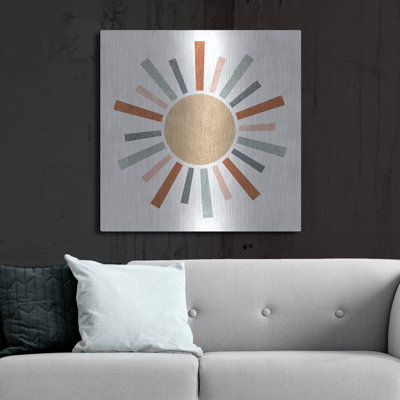 Ebern Designs «Rustic Rainbow Sun» par Heidi Kuntz, art mural en métal, 12 po x 12 po