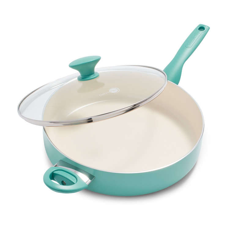 GreenPan Rio 8 Inch and 10 Inch Ceramic Non-Stick Fry Pan Set, Turquoise 