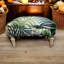 Modern 40cm Wide Velvet Rectangle Footstool Ottoman – Floral Upholstered Storage Seat for Living Room or Lounge