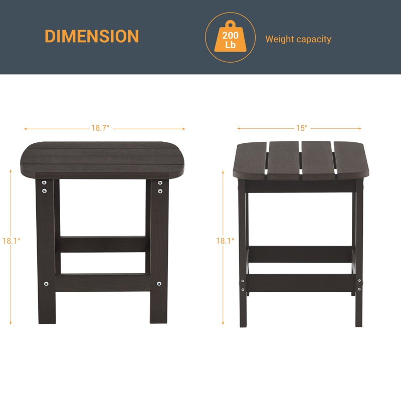 Square Outdoor Side Table , 18.7'' in. W 15'' in. D, Coffee