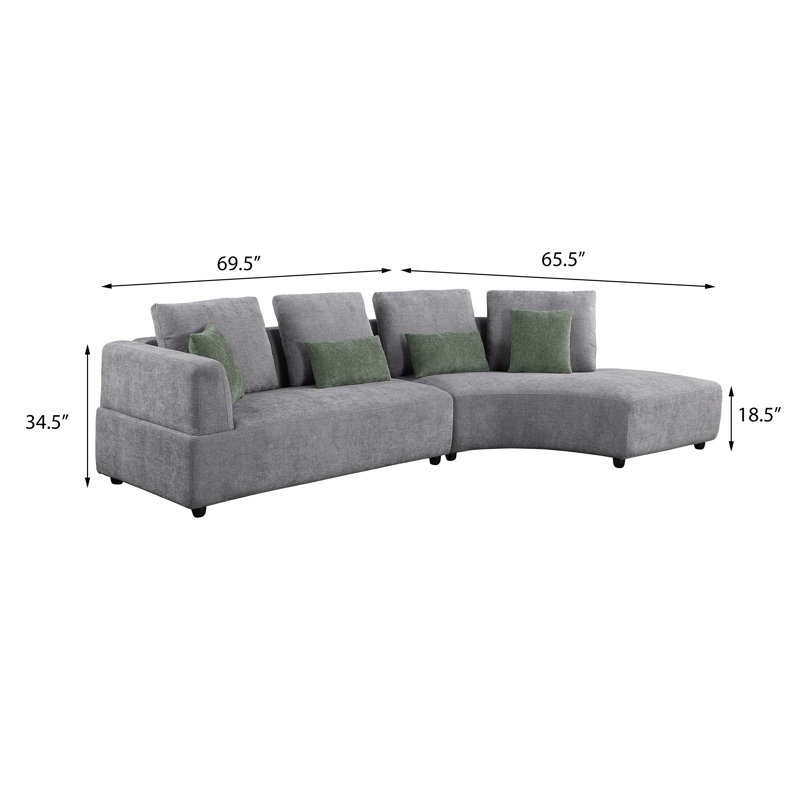 Canapé modulaire rembourré gris à 4 coussins