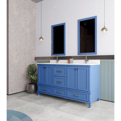 58.95'' Double Bathroom Vanity with White Quartz Top