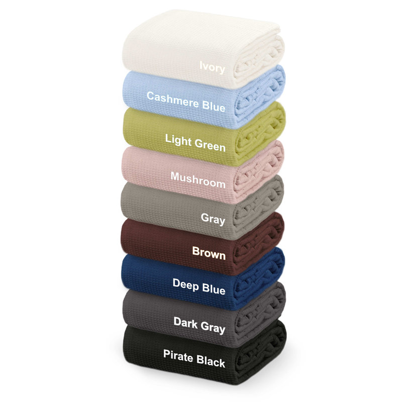 Cashmere Blue Queen Waffle Knit Cotton Blanket