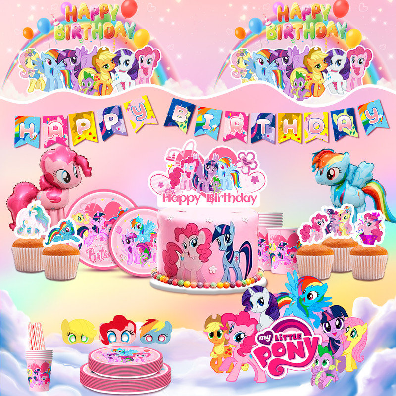 My Little Pony Party Decorations,134pcs My Little Pony Birthday Decorations