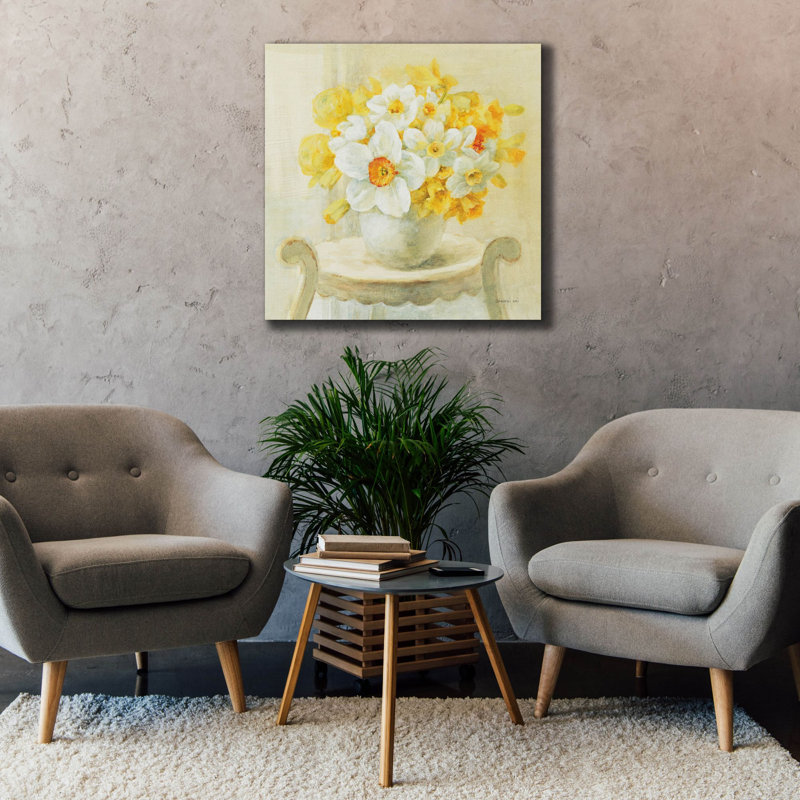 «Mixed Narcissus On White» par Danhui Nai, art mural sur toile, H 37 po x l 37 po