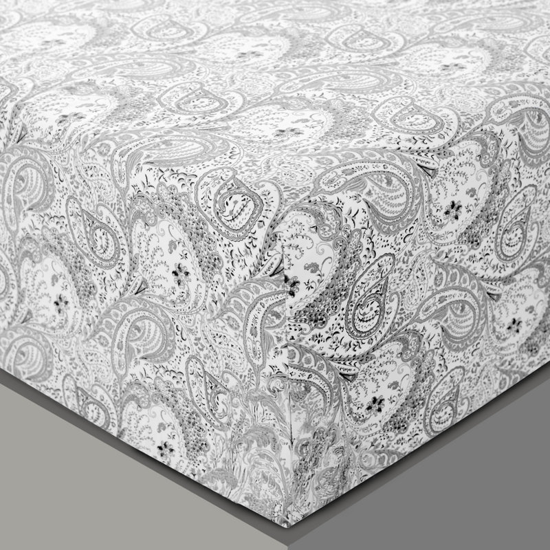 Leeson Microfiber Paisley Sheet Set, Gray, Twin XL Sheet Set + 1 Fitted Sheet + 4 Pillowcases