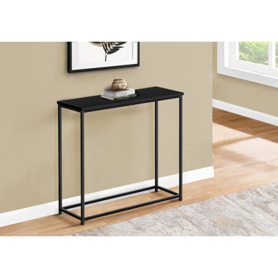 Table d'appoint, console, vestibule, étroit, canapé, salon, chambre à coucher, stratifié noir, métal noir, contemporain, table d'appoint moderne
