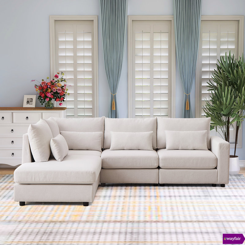 Nyerere 100.2" W Upholstery LAF Sectional, Beige