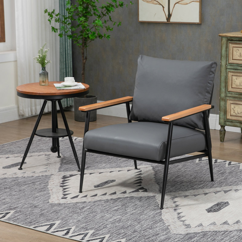 Fauteuil d'appoint Yanalis, Similicuir gris foncé