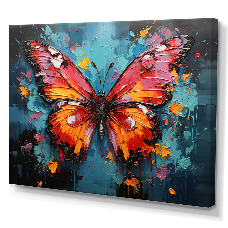«Bold Pop Colors Infuse Butterflies With Energy», art mural papillon, H 34 po x l 44 po, Toile tendue