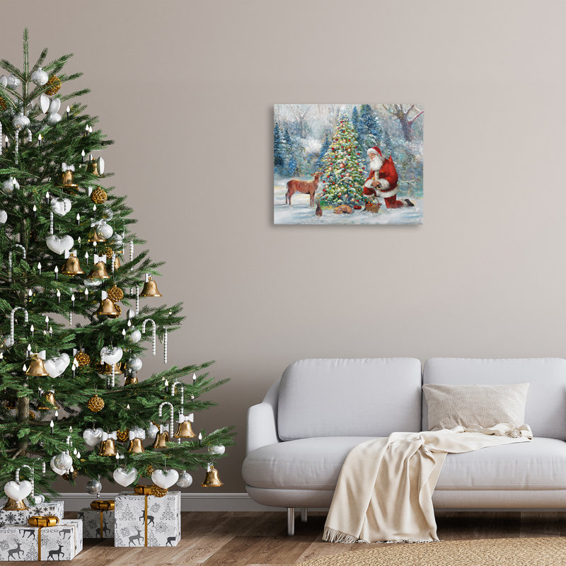 «Santa & Baby Deer» par Ruane Manning, H 24 po x l 30 po