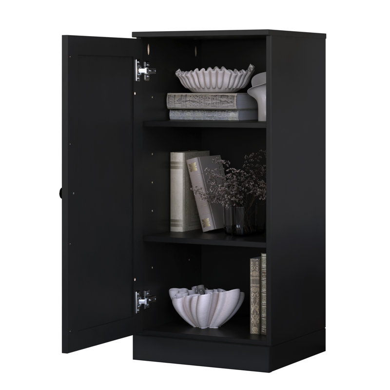 Bibliothèque à 3 tablettes avec porte Shaker et tablettes réglables Palace Imports, Noir