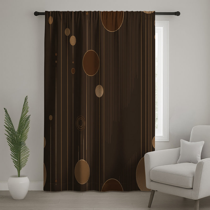 Rideaux à motif de cercles, voilages et voilages abstraits - 1 panneau, Blocage, 50 po x 80 po - 1 panneau