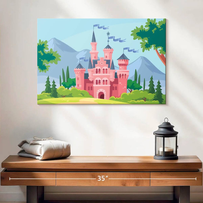Château de conte de fées rose, H 16 po x l 24 po