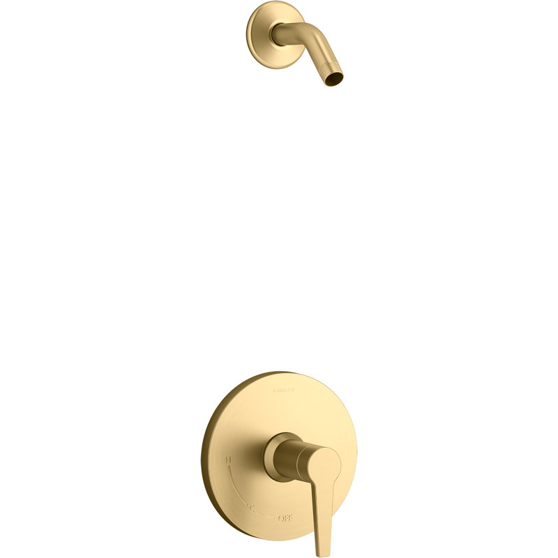 Pitch Rite-Temp Shower Trim Set, Less Showerhead, Vibrant Brushed Moderne Brass