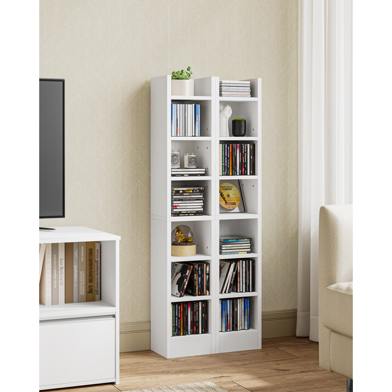 CD/DVD Rack, 272 CD Storage Racks Shelf, Storage Tower with Adjustable Shelves, Media Display Stand Units for Living room, Study, 20 x 17 x 213 cm, White 