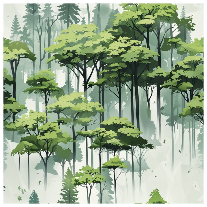 Coussins décoratifs Lush Green Forest Illustration, 16 x 16 pouces