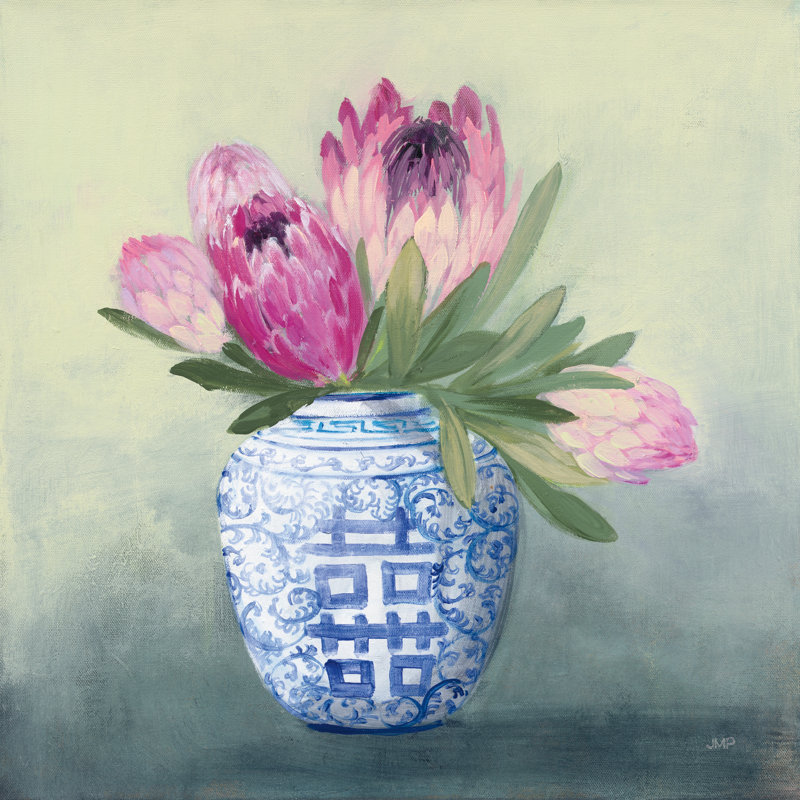 Protea Chinoiserie I by Julia Purinton - Wrapped Canvas Painting, 30cm H x 30cm W