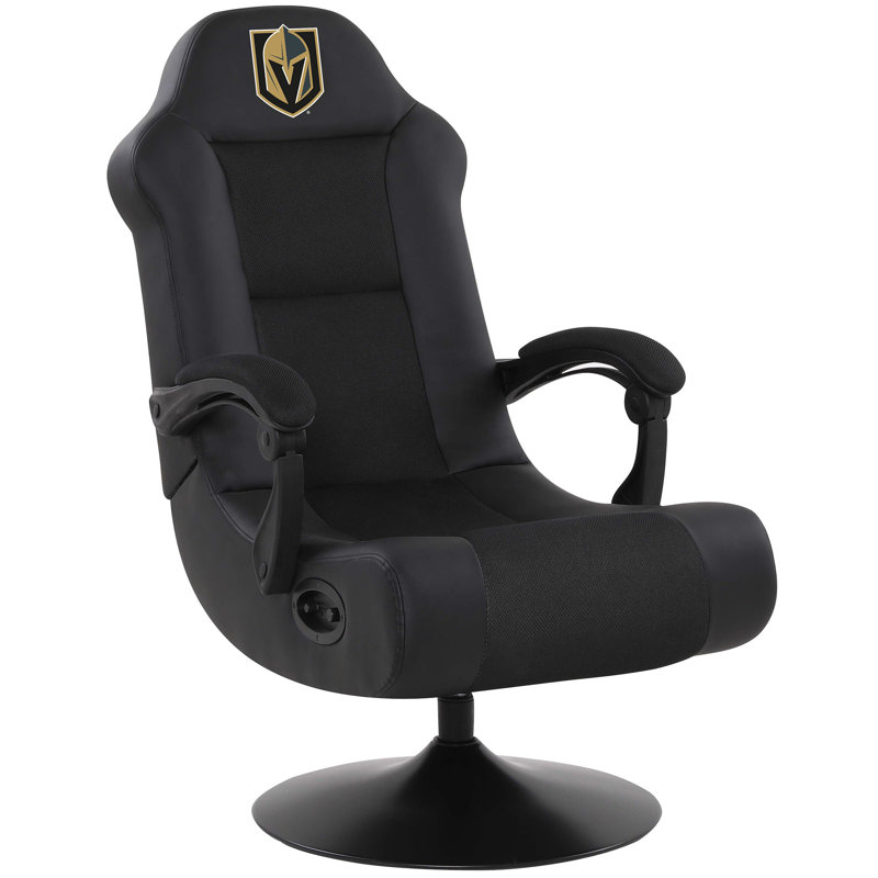 Fan Life Ergonomic Swiveling PC & Racing Game Chair with Built-in Speakers in Black, University of Michigan