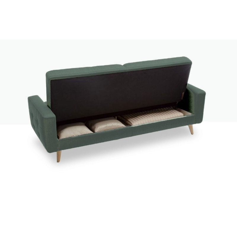Canapé-lit Nappa avec rangement, Vert / 100% polyester