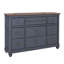 Commode 9 tiroirs, aucun assemblage requis, finition bleue