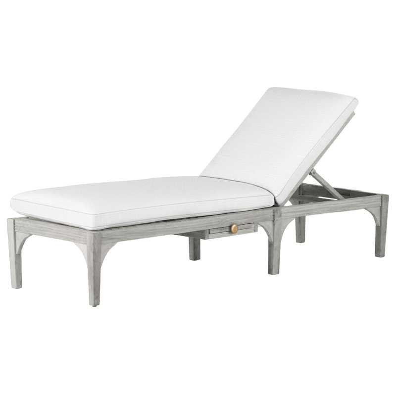 Club Teak Chaise With Wheel - Oyster, Rollo Lace, Oyster Teak, Welt