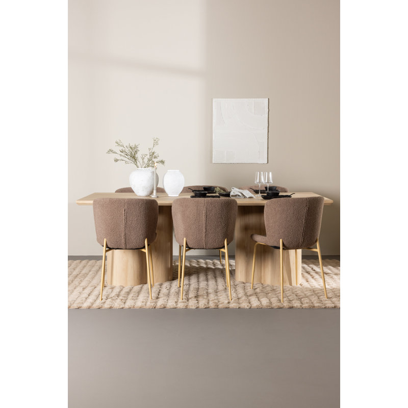 Finian 6 - Person Dining Set, Brown, Brown, White