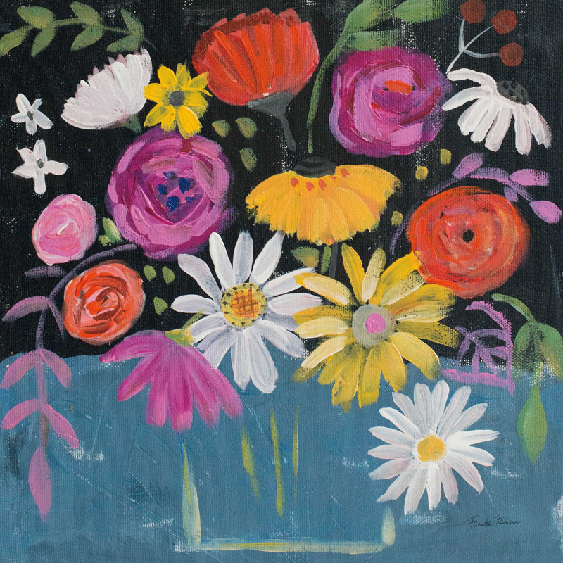Folk floral II, H 12 po x l 12 po