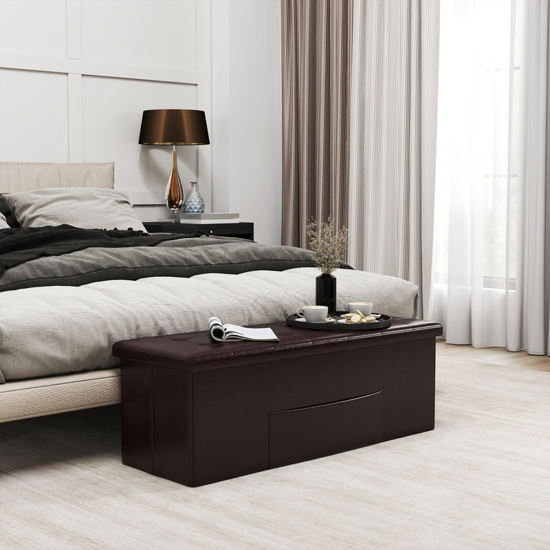 Faux Leather Ottoman, Brown Faux Leather