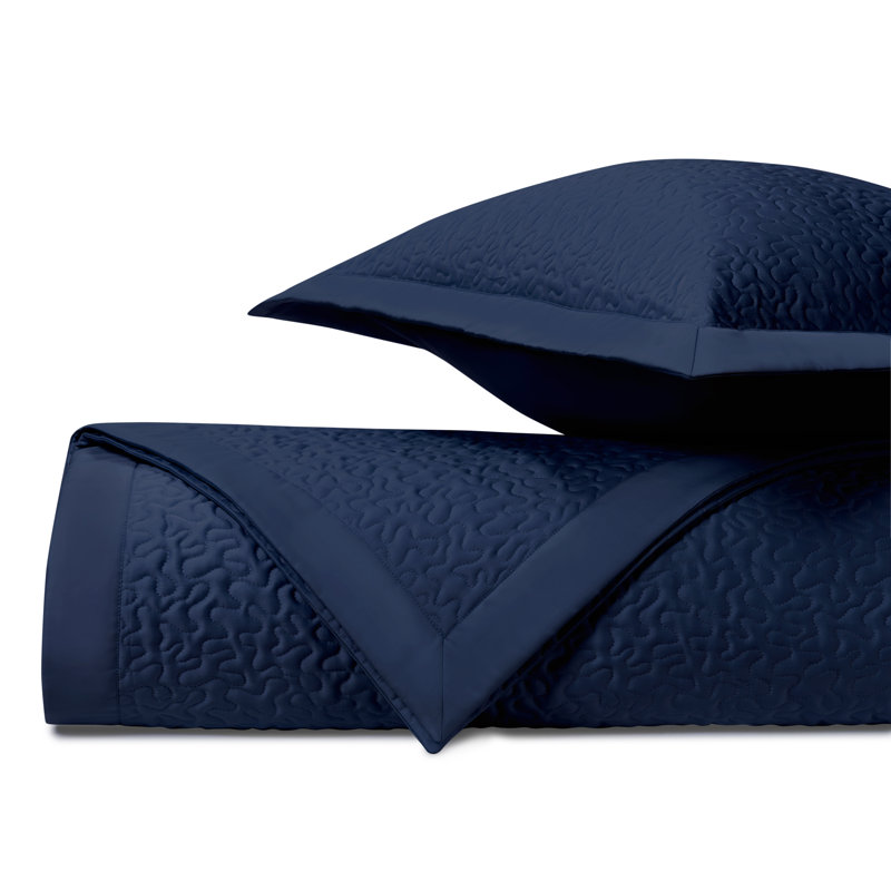 Egyptian Certified Cotton Coverlet Set, Navy Blue, Queen Coverlet + 2 Standard Shams
