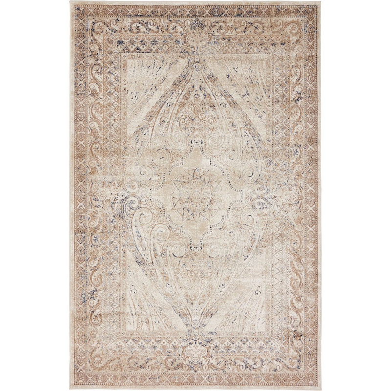 Parrado Ikat Indoor Rug, Rectangle 4' x 6'