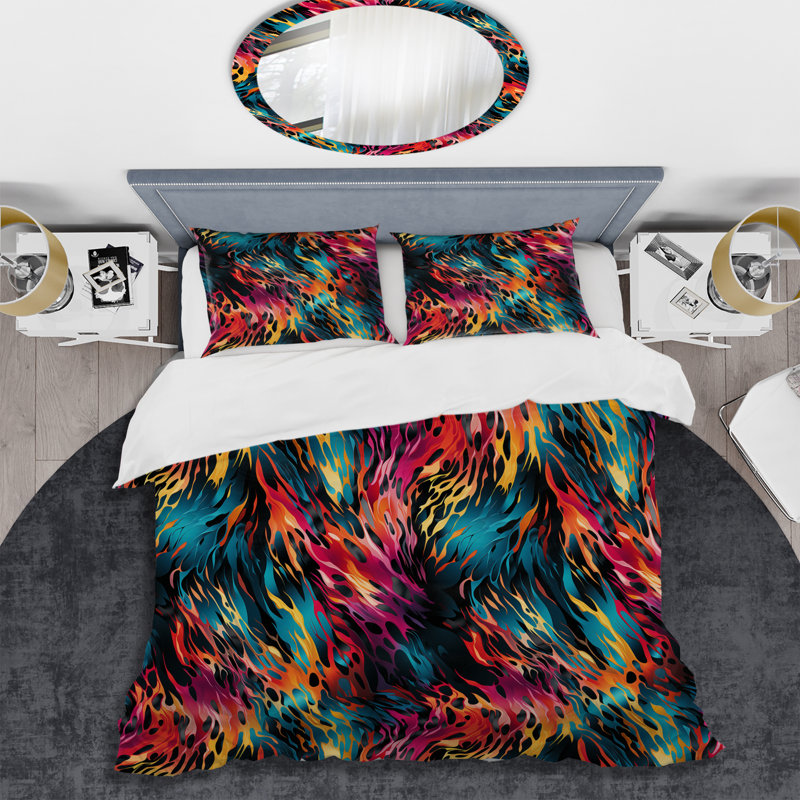 Captivating Neon Pattern I Abstract Duvet Cover, Twin Duvet Cover + 1 Standard Sham